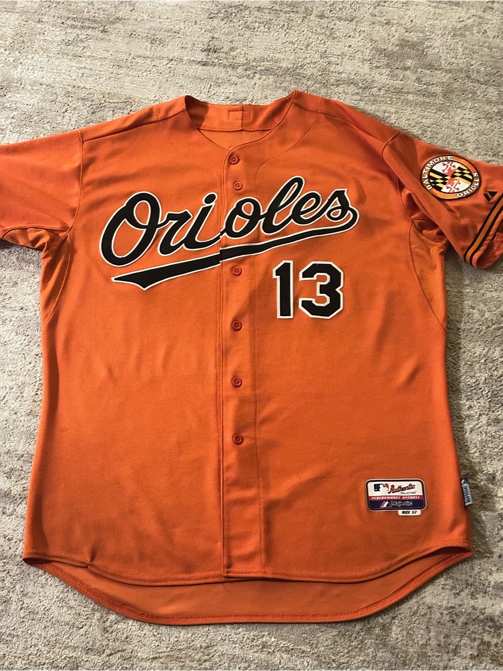 Majestic Orange Authentic Collection Performance Jersey